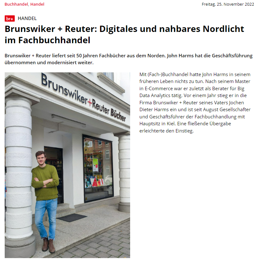 buchreport Artikel Brunswiker+Reuter John Harms